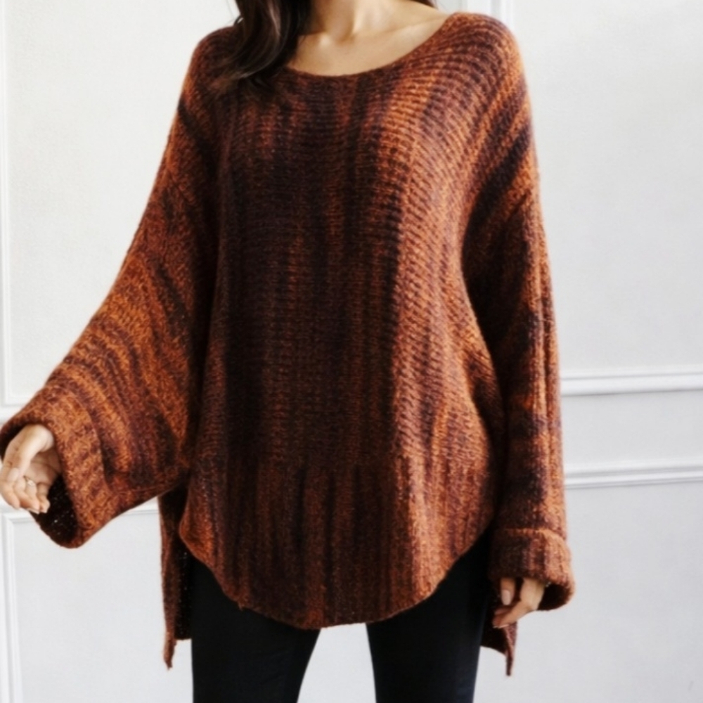 Berretti Brown Multicolor Wool Blend Sweater/Poncho